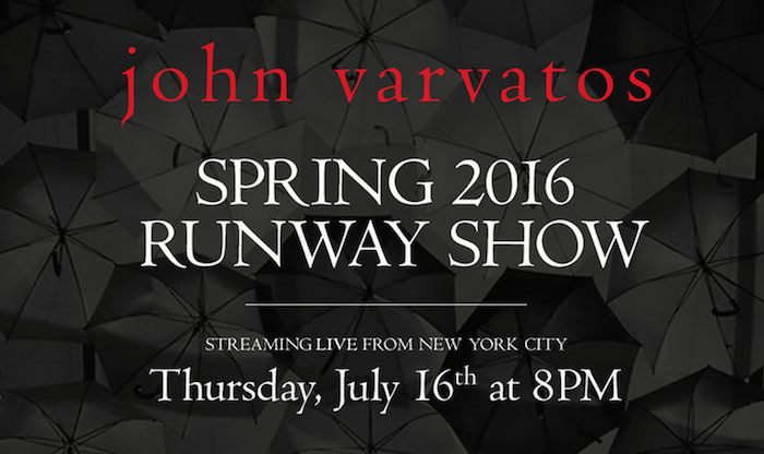 Watch the John Varvatos Spring 2016 Runway Show LIVE!
