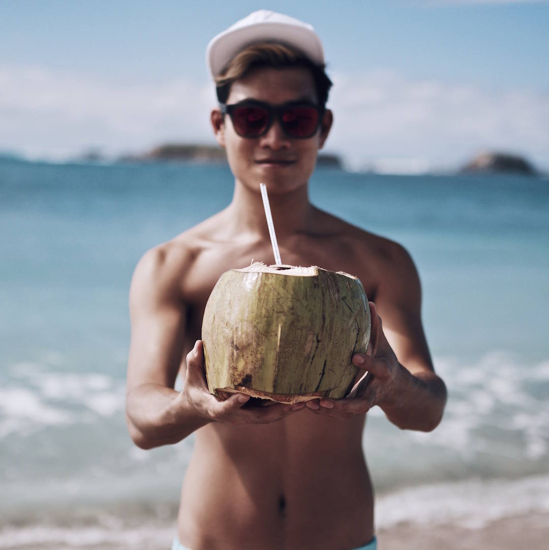 fresh coconut on the beach