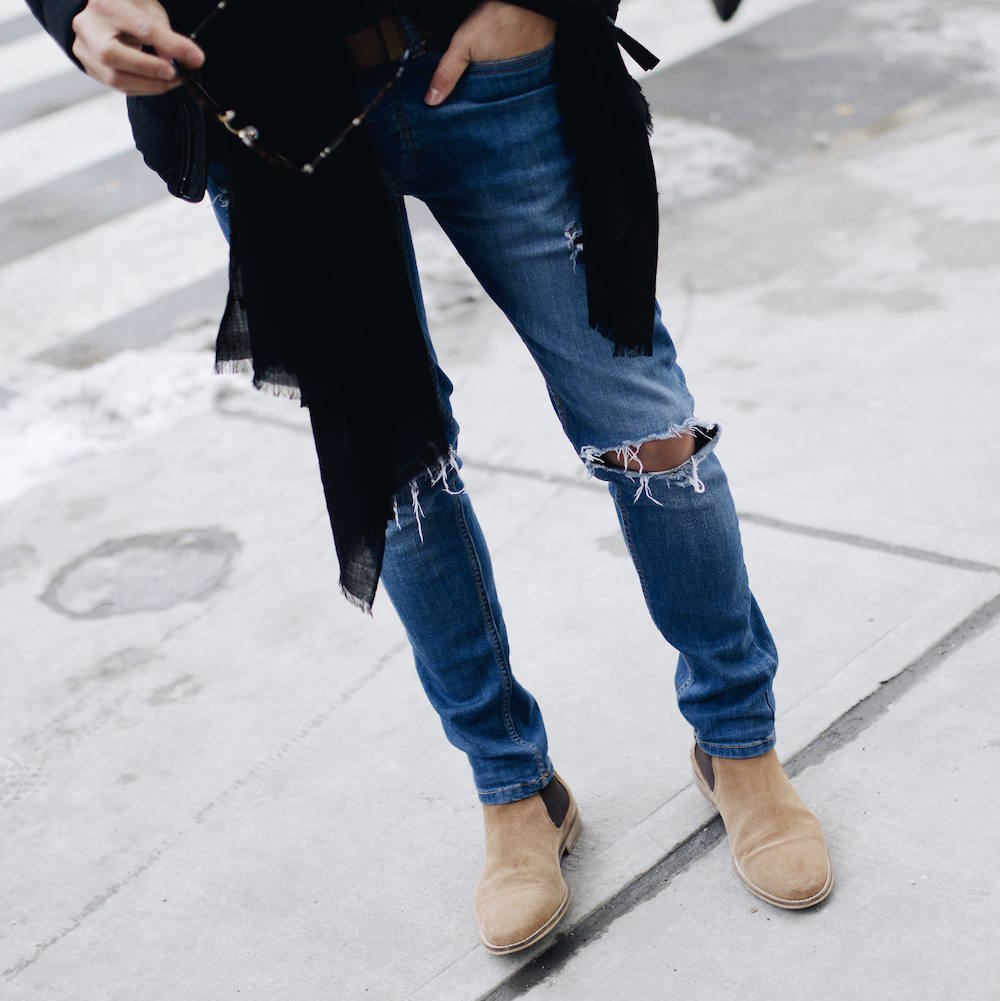 chelsea boots ripped jeans