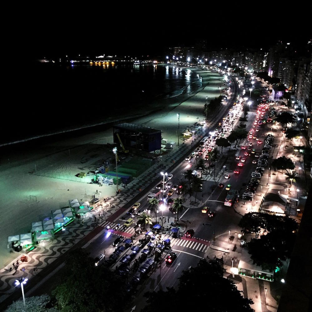 copacabana beach night lights