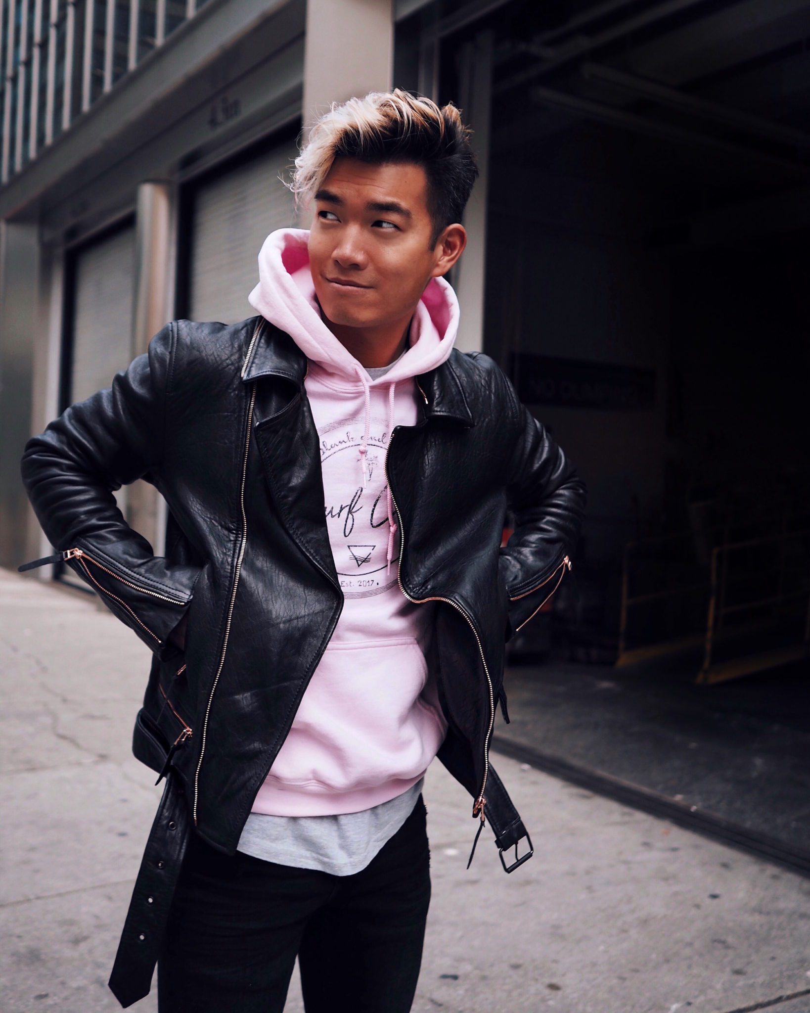 pink hoodie mens outfit